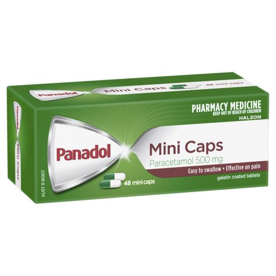 Buy Panadol Mini Caps for Pain Relief Paracetamol 500 mg 48 Mini Capsules S2 Online Pharmacy Direct AU