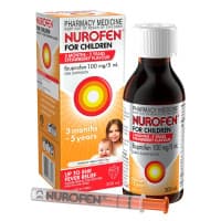 Nurofen For Children 3 Months To 5 Years Pain and Fever Relief 100mg/5mL Ibuprofen Strawberry 200ml