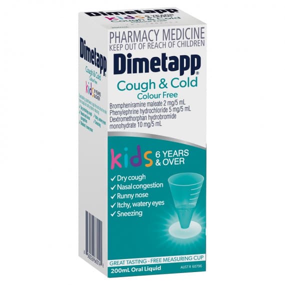 Dimetapp Kids Cough And Cold Elixir Colour Free 200ml
