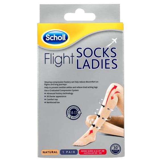 Scholl Flight Socks Ladies Natural 6-8 1 Pair