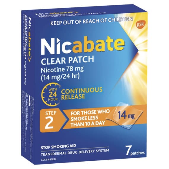 Nicabate Clear Patch 14mg 7 pack stop smoking aid available at Pharmacy Direct