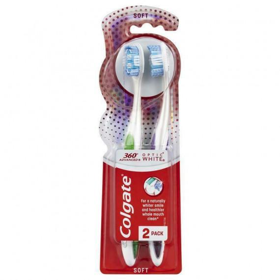 Buy Colgate 360 Degrees Optic White Platinum Toothbrush Soft 2 Pack Online Pharmacy Direct AU
