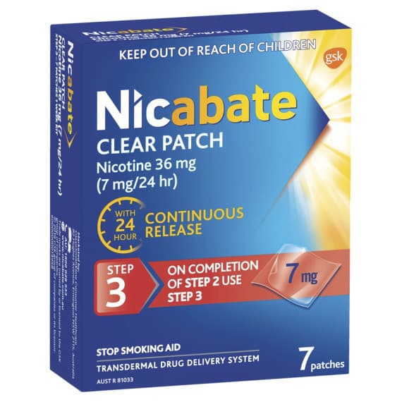 Nicabate Clear Patch 7mg 7 Pack quit smoking aid – Pharmacy Direct