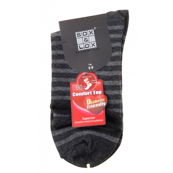 Sox And Lox Ladies Everyday Diabetic Friendly Socks Dark Grey Size 2 to 8