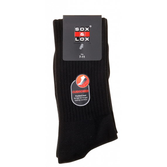 Sox & Lox Mens Sports Cushioned Long Socks Black (Size 7 - 11)