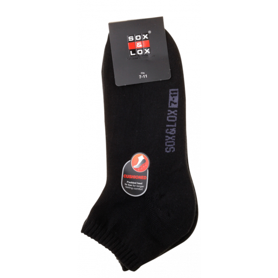 Sox & Lox Mens Sports Cushioned Anklet Socks Black (Size 7 - 11)
