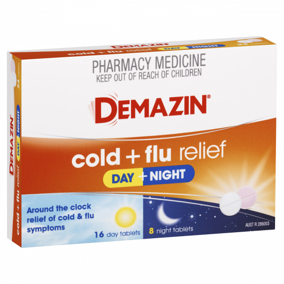 Demazin Cold Plus Flu Relief Day and Night Tablets 24 Tablets