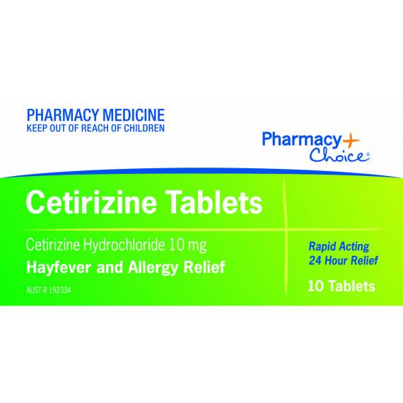 Pharmacy Choice Cetirizine Hayfever & Allergy Relief 10 Tablets