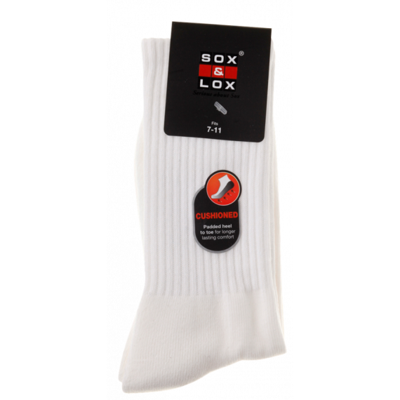 Sox and Lox Mens Sports Cushioned Long Socks White Size 7 to 11