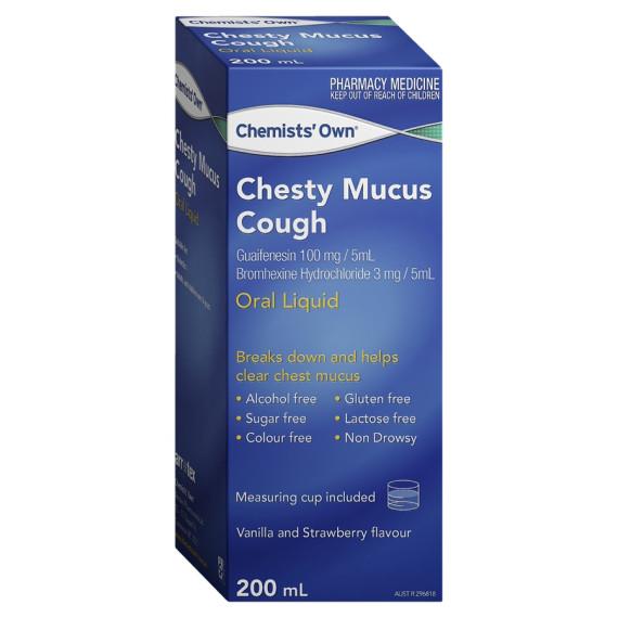 Buy Chemists Own Chesty Mucus Cough Liquid 200ml Online Pharmacy Direct AU