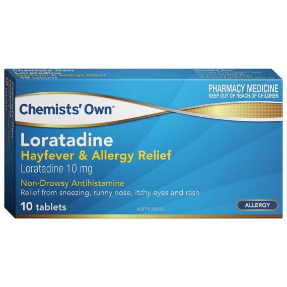 Buy Chemists Own Loratadine Hayfever and Allergy Relief 10 Tablets 10mg Online Pharmacy Direct AU