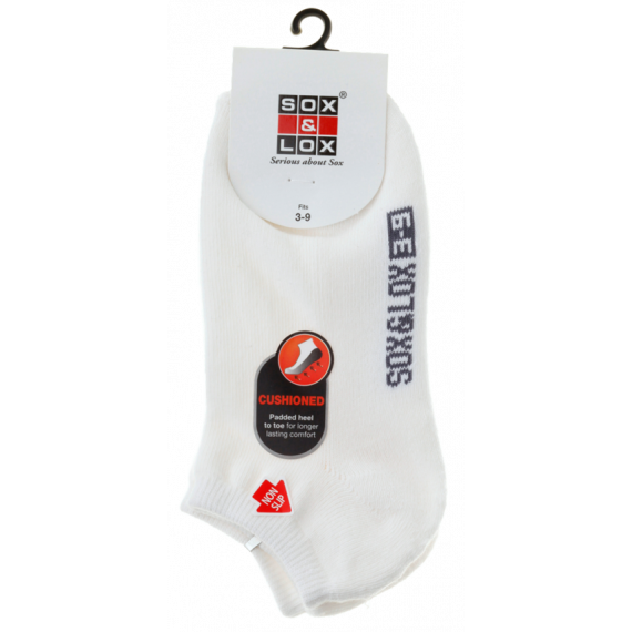 Sox & Lox Ladies Sports Cushioned Low Cut Socks White (Size 3 - 9)