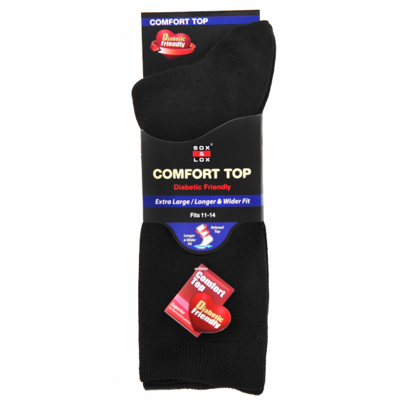 Sox and Lox Mens Diabetic Socks black extra large comfort – Pharmacy Direct
