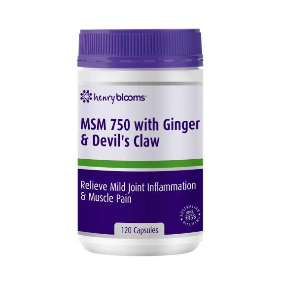 Buy Henry Blooms MSM 750 with Ginger And Devils Claw 120 Capsules Online Pharmacy Direct AU