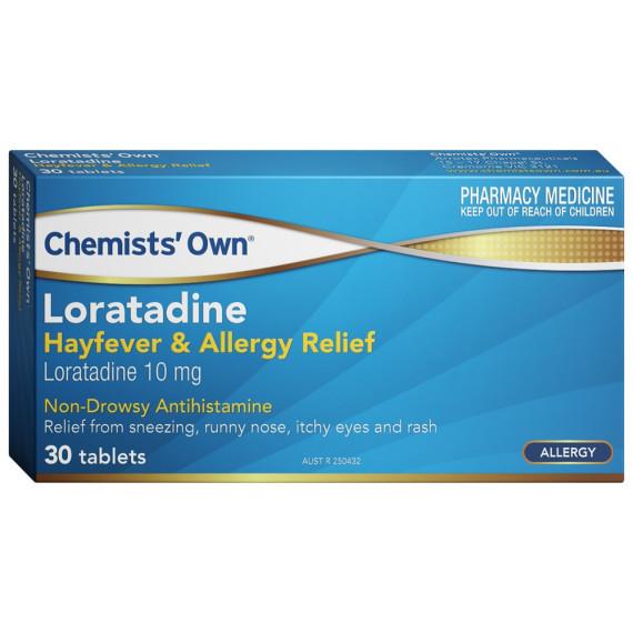 Buy Chemists Own Loratadine Hayfever and Allergy Relief 30 Tablets 10mg Online Pharmacy Direct AU