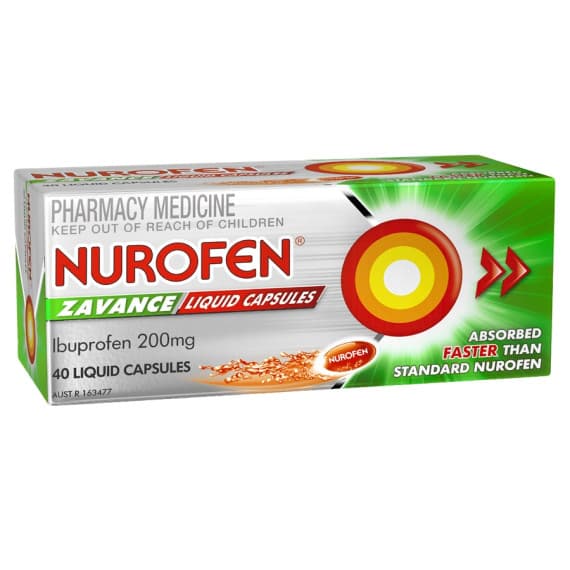 Nurofen Zavance Fast Pain Relief Liquid Capsules 200mg Ibuprofen 40 Pack