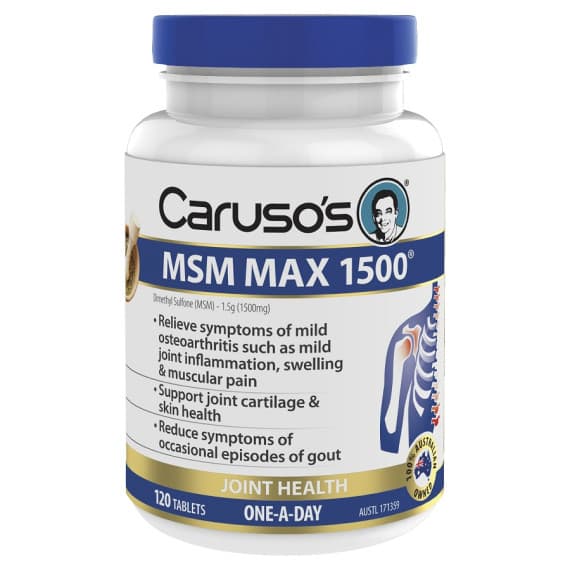 Caruso's MSM Max 1500 Tablets for joint support - available at Pharmacy Direct