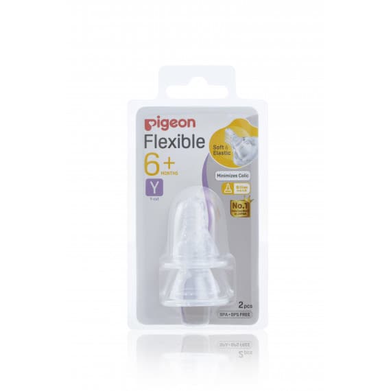 Pigeon Peristaltic Slim Neck Teat Y Cut  2 Pack