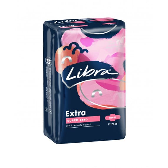 Libra Extra Pads Super with Wings 12 Pack - Comfort and Protection at Pharmacy Direct