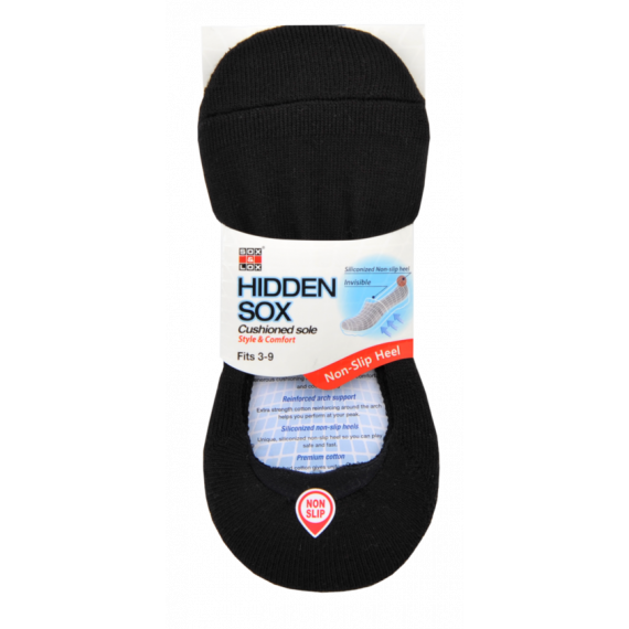 Sox and Lox Ladies Sports Cushioned Hidden Socks Black Size 3 to 9