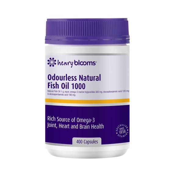 Henry Blooms Odourless Natural Fish Oil 1000mg 400 Capsules