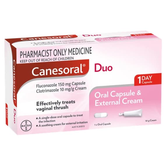Canesoral Duo Pack 150mg Capsule plus 10mg Cream S3