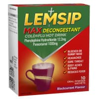 Lemsip Max Cold And Flu with Decongestant Blackcurrant Sachets 10