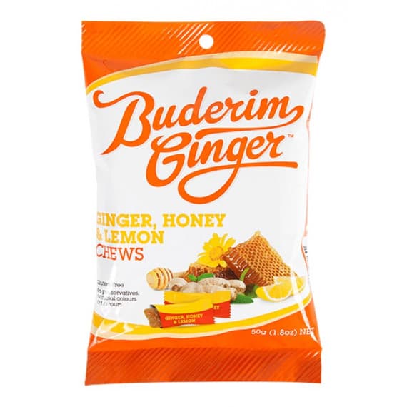 Buderim Ginger Honey & Lemon Chews 50g
