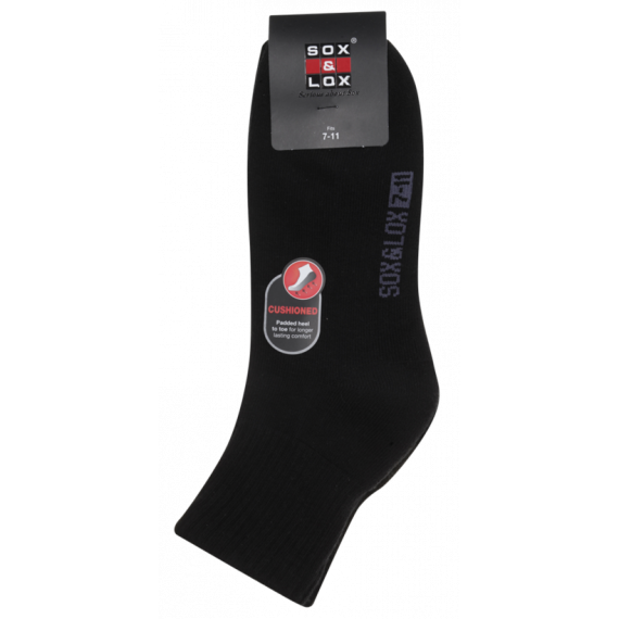 Sox & Lox Mens Sports Cushioned Midi Socks Black (Size 7 - 11)
