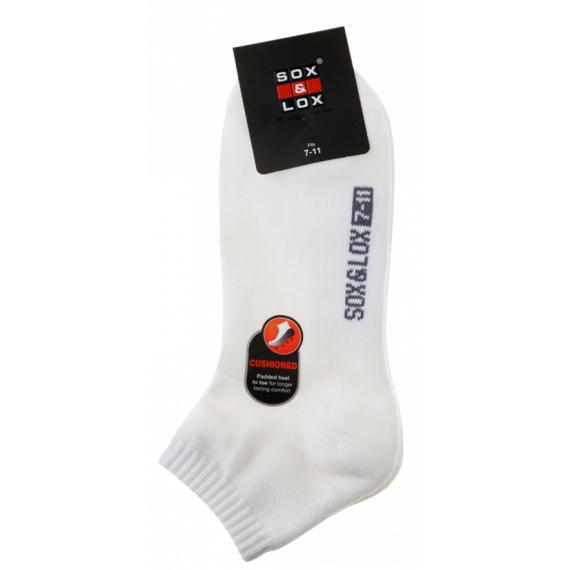 Sox And Lox Mens Sports Cushioned Anklet Socks White Size 7 to 11