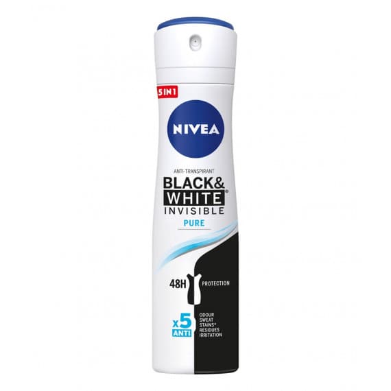 Buy Nivea Invisible For Black and White Pure Aerosol Spray Deodorant 150ml Online Pharmacy Direct AU