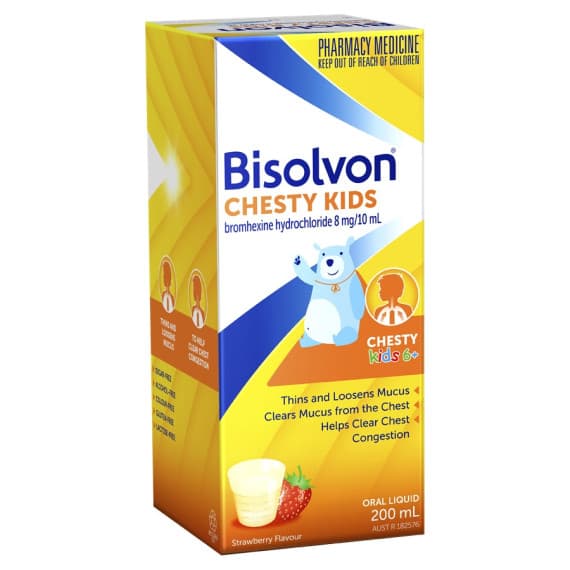 Buy Bisolvon Chesty Kids Strawberry 200ml Expiry Date 01/26 Online Pharmacy Direct AU