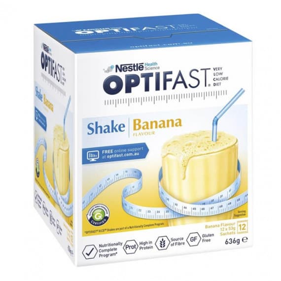 Optifast VLCD Banana Shake 12 x 53g for weight loss and nutrition at Pharmacy Direct