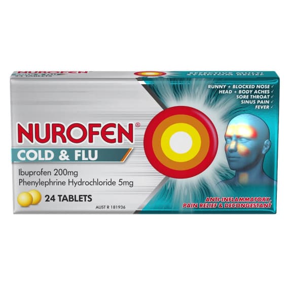 Nurofen Cold and Flu Multi Symptom Relief Tablets 200mg Ibuprofen 24 Pack