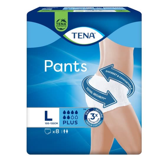 Tena Pants Plus Large 8 Pack secure incontinence protection – Pharmacy Direct