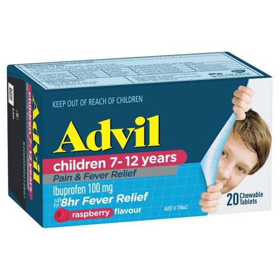 Advil Children’s Pain and Fever Relief chewable raspberry tablets – Pharmacy Direct
