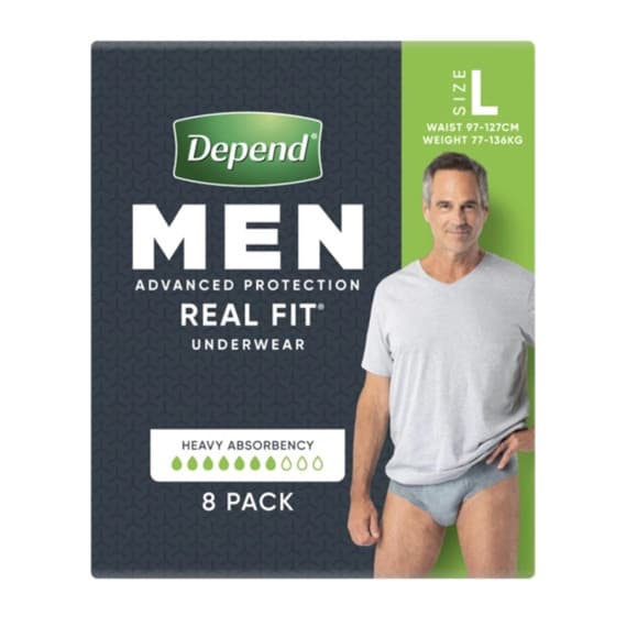 Buy Depend Realfit Underwear For Men Large 8 Pack Online Pharmacy Direct AU