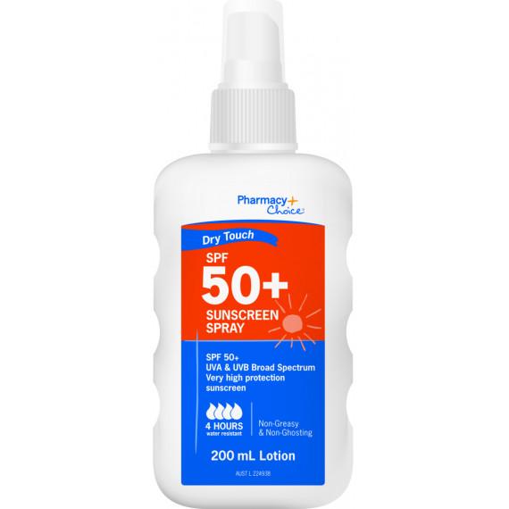 Buy Pharmacy Choice Dry Touch Sunscreen Spray SPF 50 plus 200ml Online Pharmacy Direct AU