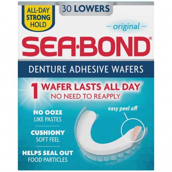 Sea-Bond Denture Adhesive Wafers Original Lower 30 Pack - Secure Hold | Pharmacy Direct