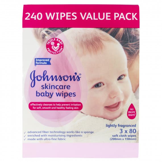 Buy Johnsons Baby Skincare Wipes Lightly Fragranced 240 Wipes 3 x 80 Online Pharmacy Direct AU