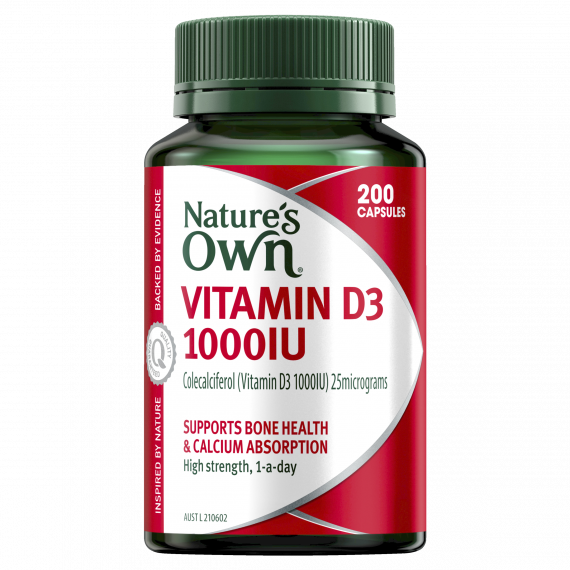 Nature's Own Vitamin D3 1000IU 200 Capsules - Bone and Immune Support from Pharmacy Direct