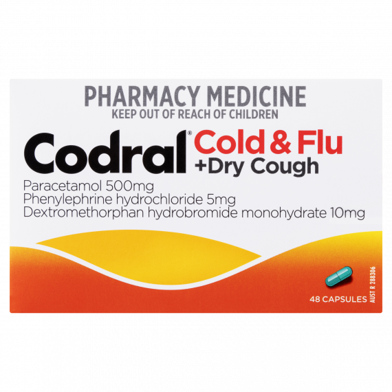 Codral Cold and Flu Plus Dry Cough 48 Capsules