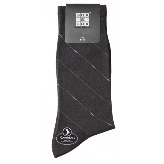 Sox & Lox Mens Business Socks (Seamless Toe) Socks Black/Diagonal Lines (Size 6 - 11)