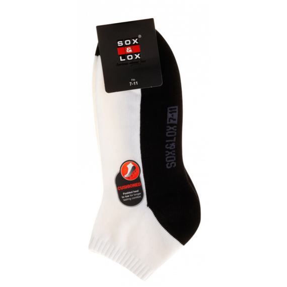 Sox & Lox Mens Sports Cushioned Anklet Socks White/Black (Size 7 - 11)