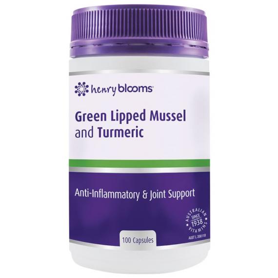 Henry Blooms Green Lipped Mussel and Turmeric With BioP 100 Capsules