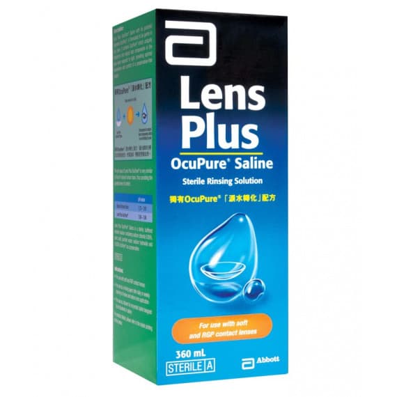 Lens Plus Ocupure Saline 360ml contact lens solution available online at Pharmacy Direct