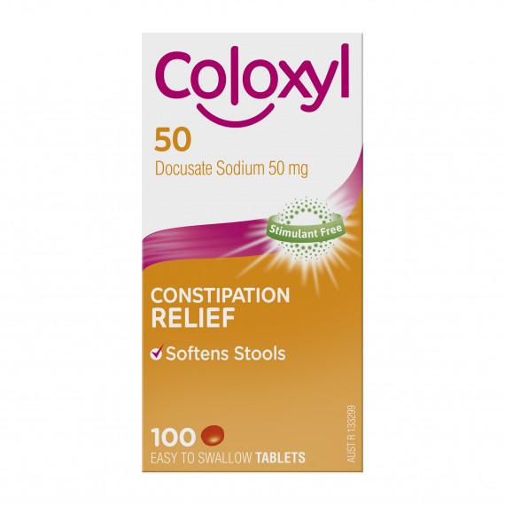 Coloxyl 50mg 100 Tablets gentle constipation relief – Pharmacy Direct