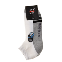 Sox & Lox Mens Sports Cushioned Anklet (Ventilation Panel) Socks White/Cool Grey/ Black (Size 7 - 11)