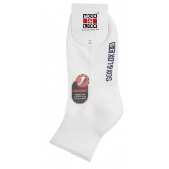 Sox & Lox Ladies Sports Cushioned Midi Socks White (Size 3 - 9)