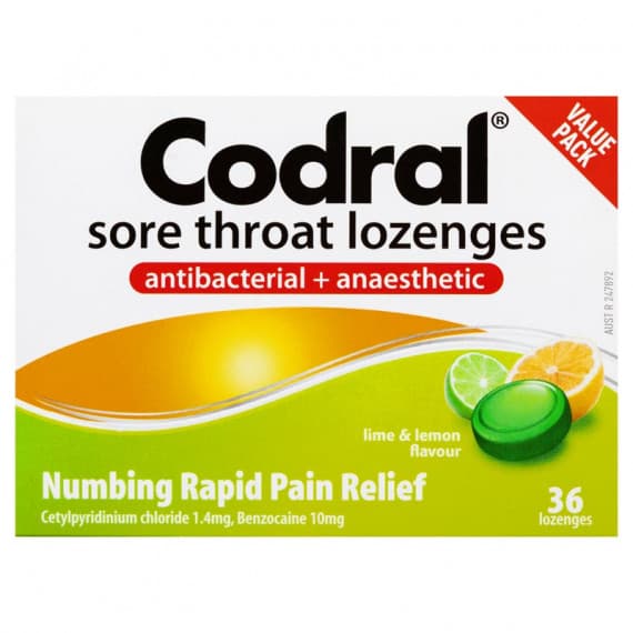 Buy Codral Sore Throat Lozenges Lime And Lemon 36 Lozenges Online Pharmacy Direct AU